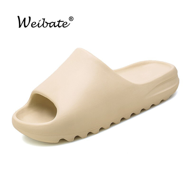 Kobiety letnie slajdy oddychające fajne kapcie plażowe odkryte palce i pięta klapki męskie sandały lekkie kości białe Yeez Plus rozmiar 36-45