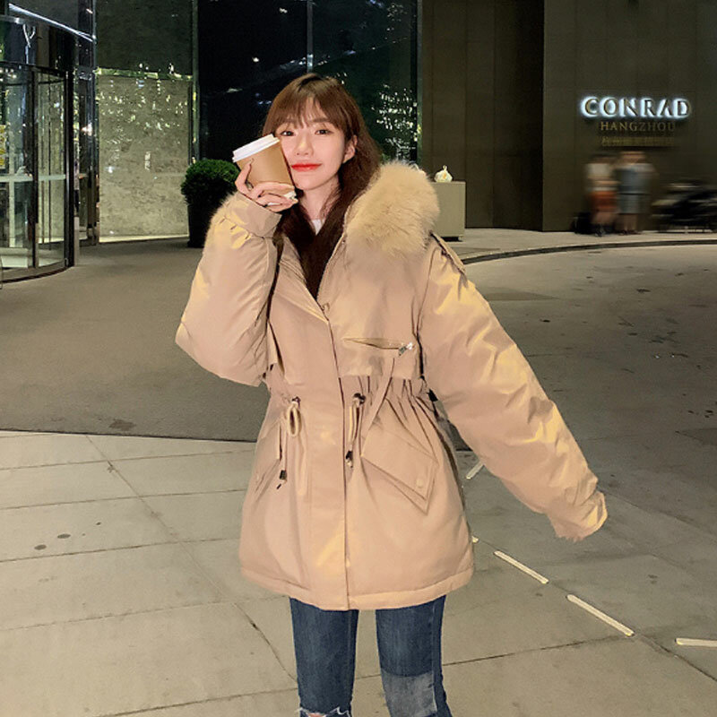 MGFashion cappotto invernale coreano di media lunghezza donna 2021 cerniera con cappuccio per mantenere caldo capispalla ispessito stile utensili donna parka S-XXL