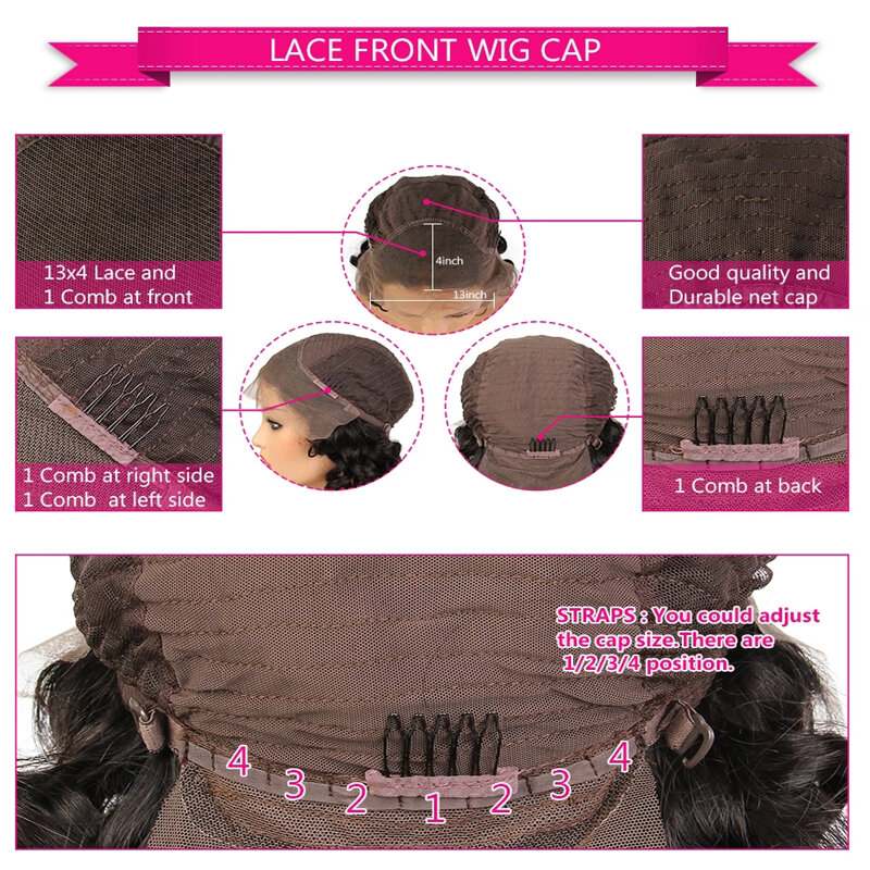 Dark Brownloose koronkowa fala Fontal peruka Party Girl musi mieć 13 × 4 koronkowe przednie peruki z ludzkich włosów wstępnie oskubane