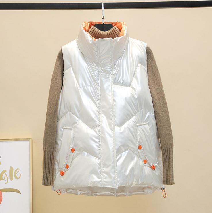 Novo outono inverno colete feminino sem mangas algodão quente acolchoado estilo coreano impressão jaqueta feminina algodão topos k1533