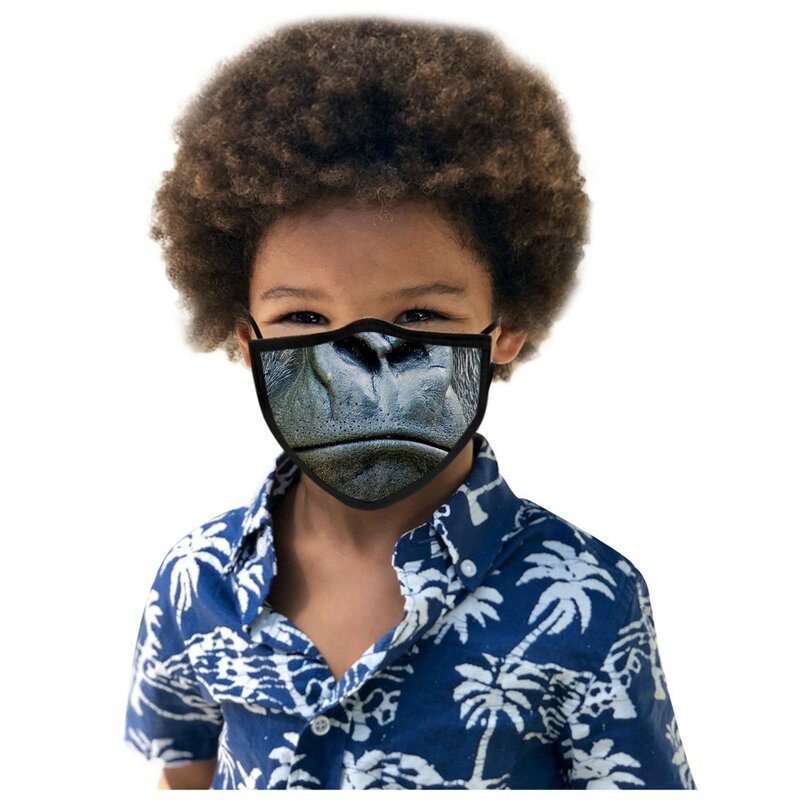 Child Funny Orangutan Print Face Mask Mascarilla Boy Ice Silk Windproof Washable Mouth Mask Comfortable Anti-dust Outdoor Masque