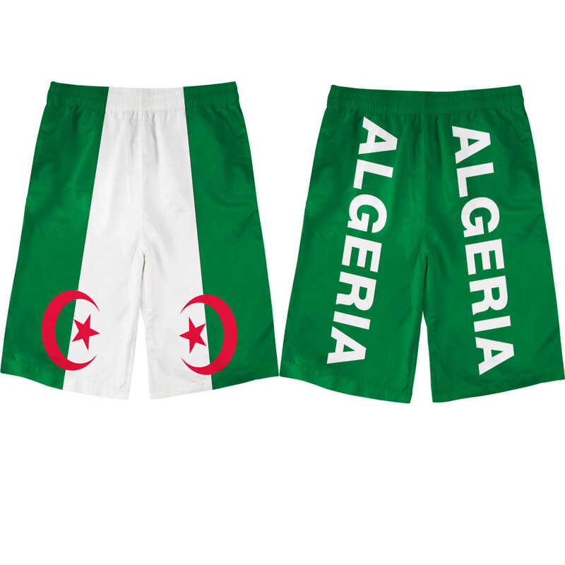 Algerien männliche jugend student freies custom name anzahl drucken bild flagge strand shorts Weiß schwarz rot grün gelb shorts