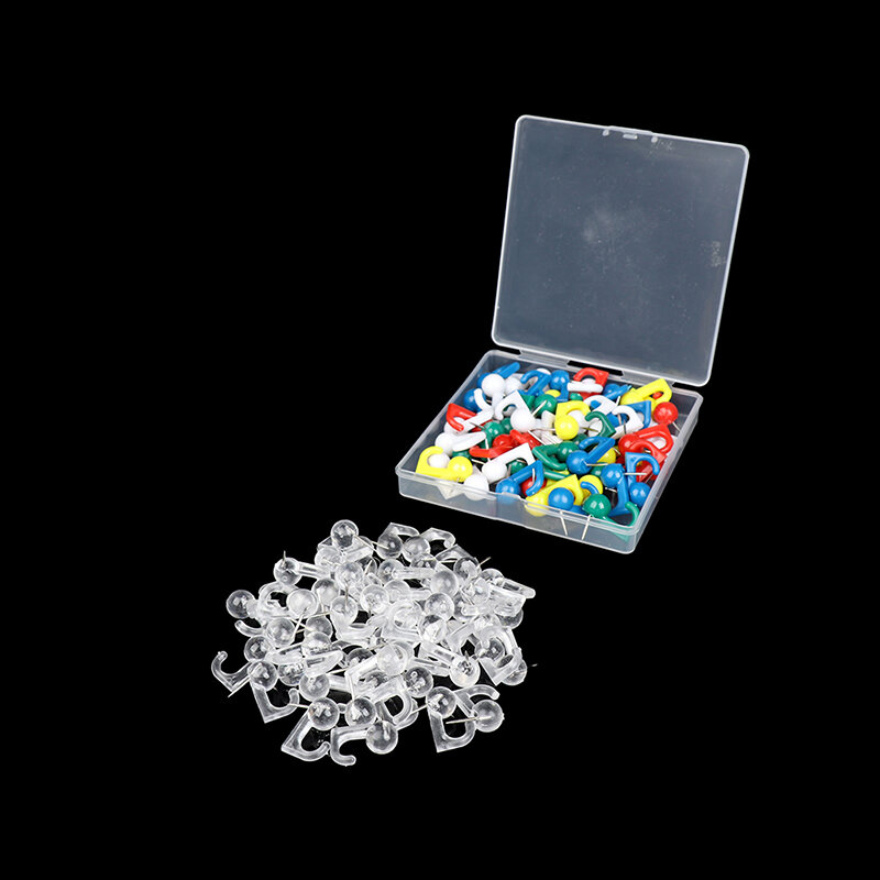 50 Cái/hộp Đầu Tròn Nhựa Pin Nhấn Móc Treo Bộ Ngón Tay Cái Tacks