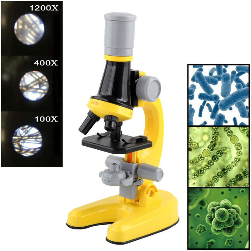 Tkdmr 1200x ajustável laboratório biológico led microscópio monocular kit de ciência da escola em casa brinquedos educativos presente