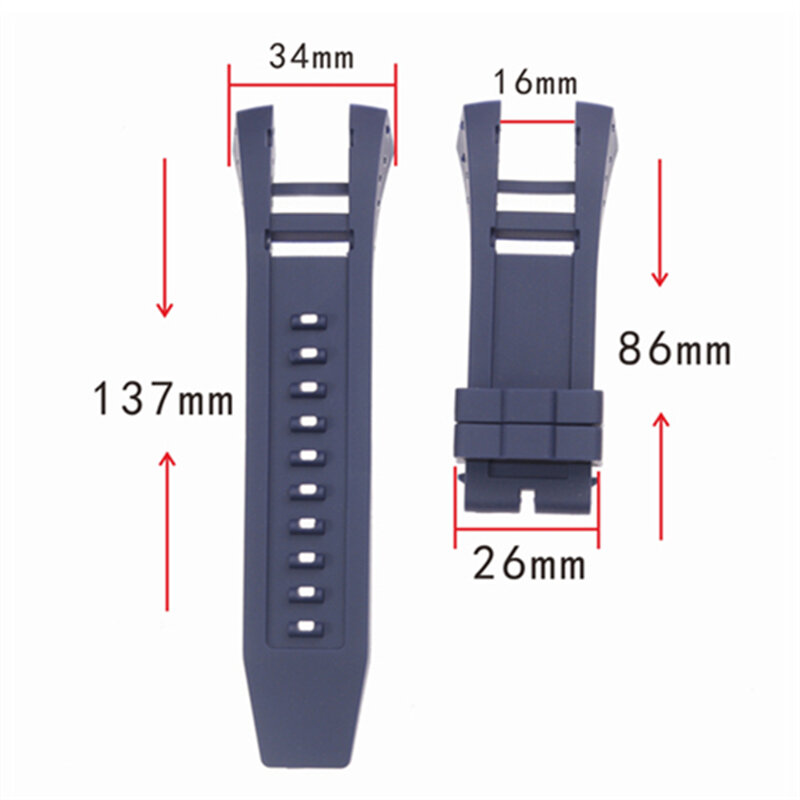Pulseira de relógio de silicone invicta 34mm, pulseira preta azul, pulseira de relógio, acessórios confortáveis e à prova d' água