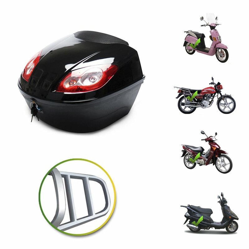 E-bike caixa de cauda scooter elétrico tronco da motocicleta superior caso duro capacete caso de armazenamento caso de bagagem com lâmpada reflexiva