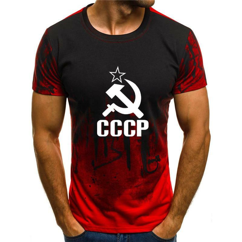 T-shirt manches courtes col rond pour homme, ample et confortable, avec impression 3D, Style Hip Hop, CCCP, 2021