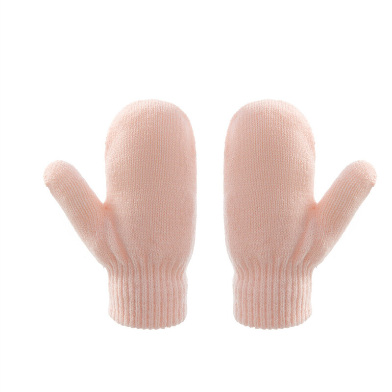 Conjunto de guantes de doble bola para niño y niña, gorro de punto cálido para la oreja, sólido, bonito, 2 uds., 2021