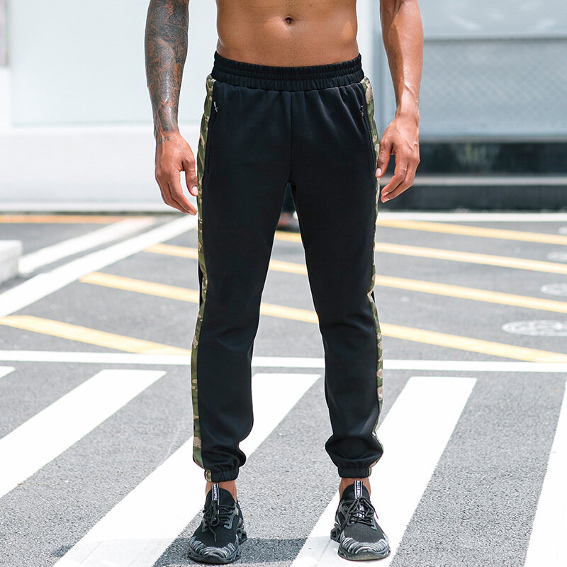 Calças esportivas soltas masculinas treinamento de fitness calças de camuflagem casual de secagem rápida calças de perna