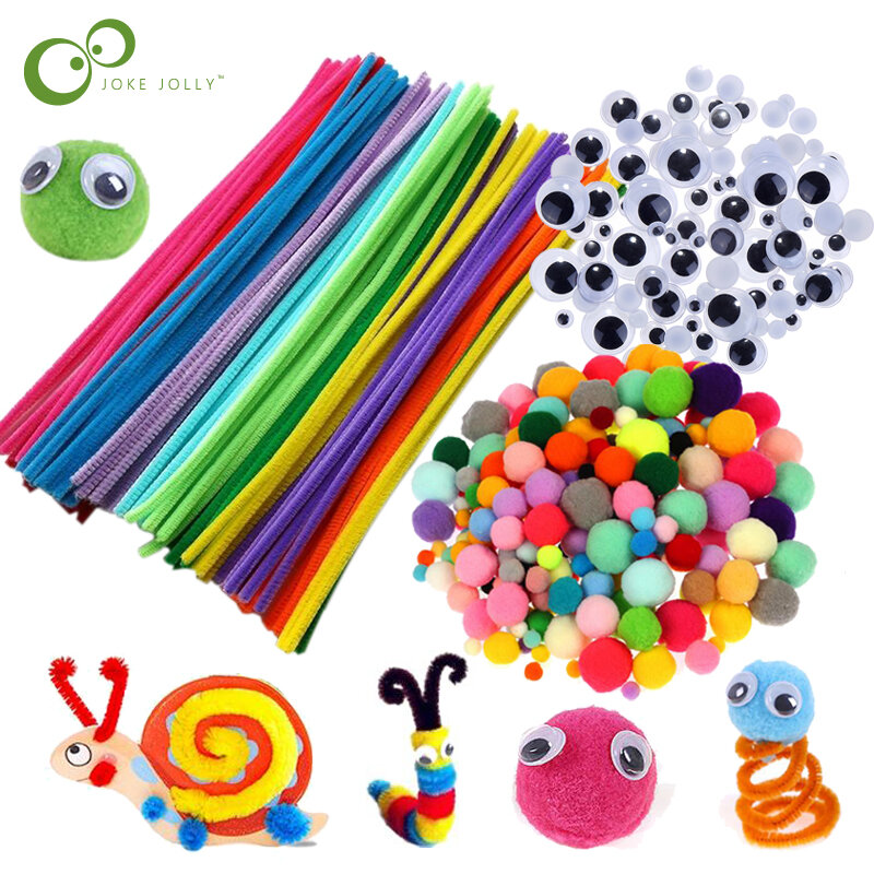 Bastão de pelúcia/pompoms cores do arco-íris brinquedos diy educativos artesanais artesanato criatividade brinquedos giratórios gyh