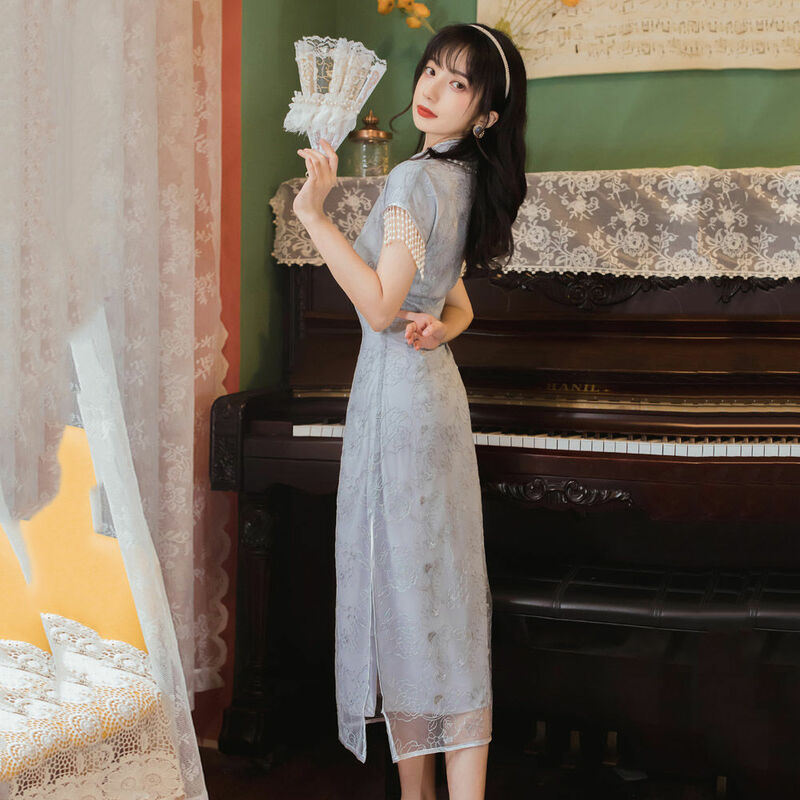 2021 Vintage Cheongsam Retro Qipao tradycyjna suknia wieczorowa młoda dziewczyna poprawiła styl Sexy chiński klasyczny Cheongsam