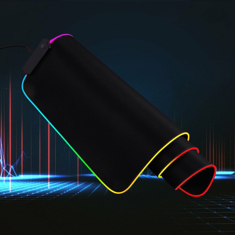 Разноцветный RGB коврик для мыши с подсветкой, 1 шт., разноцветный игровой коврик для мыши с подсветкой RGB, большой коврик для мыши