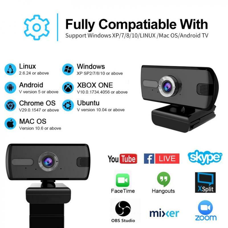 Webcam Full HD 1080P, Mini caméra PC rotative avec Microphone, pour diffusion en direct, appels vidéo, conférence de travail
