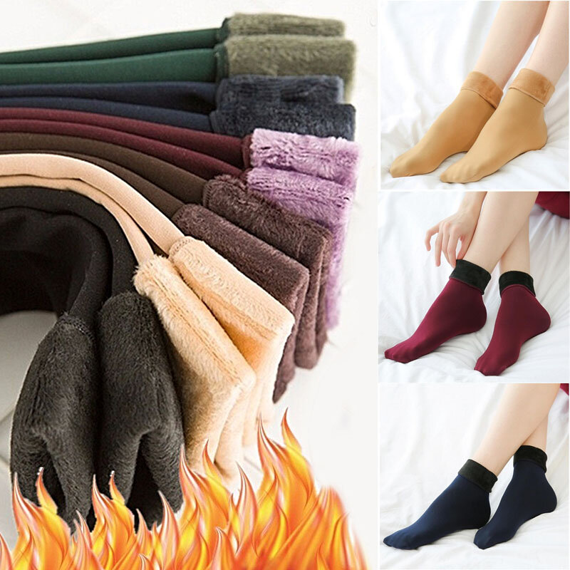 Espessamento cashmere neve meias das mulheres dos homens outono e inverno quente veludo sólido casual térmica manter dormir meias
