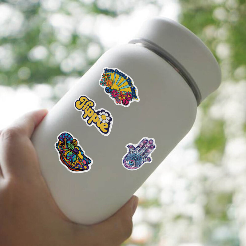 100pcs cartoon hippie style stickers personalized decoration computer luggage thermos mug scooter car waterproof stickers