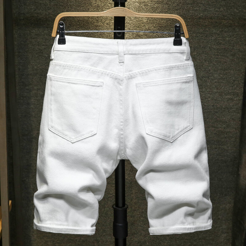 2020 Zomer Nieuwe Mannen Ripped Denim Shorts Klassieke Stijl Zwart Wit Fashion Casual Slim Fit Korte Jeans Mannelijke Merk