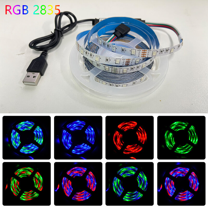 Tira de Luces LED con Bluetooth RGB 2835, lámpara de cinta de 5V, USB, 3,2-16,4 pies, para pantalla de escritorio, iluminación de fondo de TV