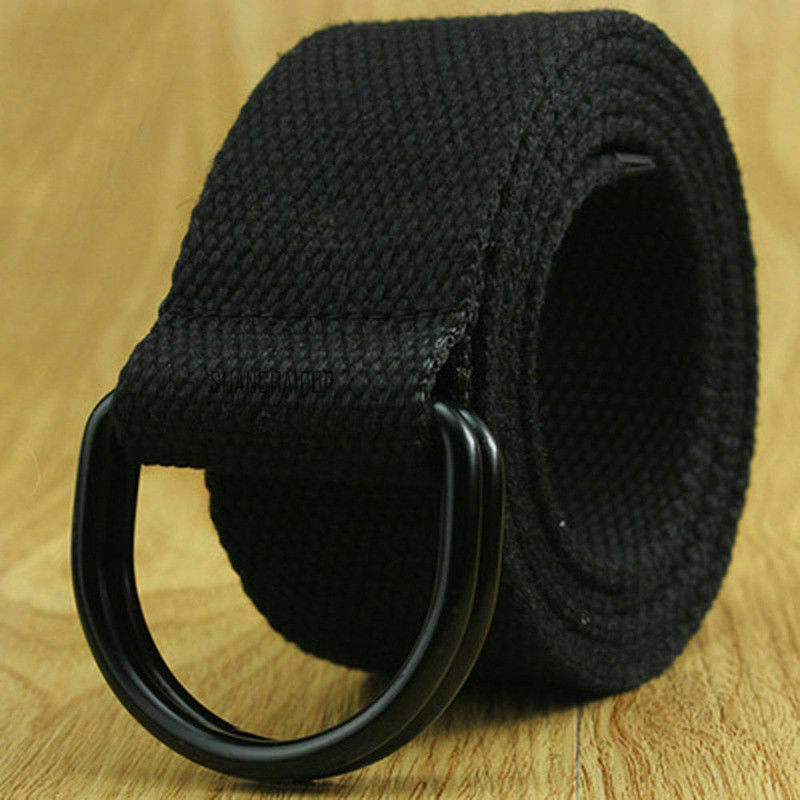 Unisex lona cinto preto retro lavado liga duplo anel fivela cinto de lona casual moda masculina calças de cowboy feminino cinto