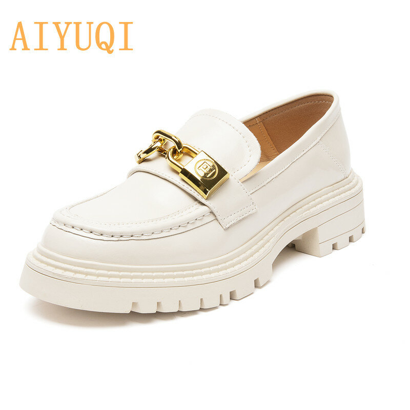AIYUQI Women Loafers Sneakers Spring Genuine Leather Platform Shoes Women Casual British Style Female Penny Shoes