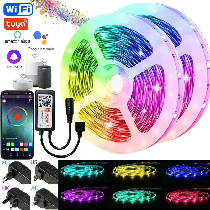 LED Strip Lights Bluetooth Music Smart WiFi App RGB 5050 Suitable For Living Room Bedroom Promenade Christmas Party Decoration