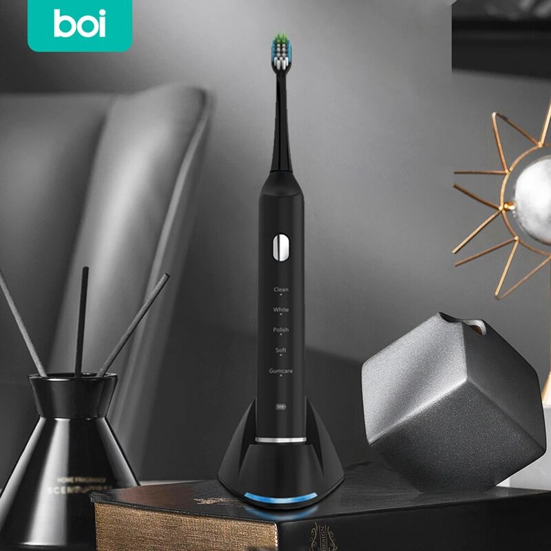 [Boi] 5 modo de tiempo inteligente IPX7 de inducción inalámbrico rápido inductivo cargo Sonic cepillo de dientes eléctrico 8 sustitución cepillos cabezas