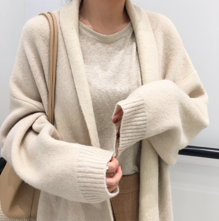 Long cardigan en cachemire pour femme, manteau ample et décontracté, collection automne-hiver 2021
