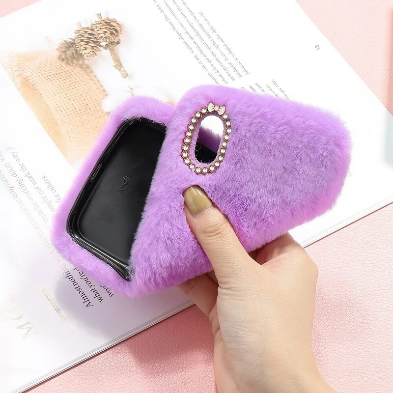 Luxury Bling Case for Samsung Galaxy A71 A51 5G A70 A50 A40 A20e A10 A20 A30 A41 A21s Glitter Warm Fur Plush Soft Silicone Cover