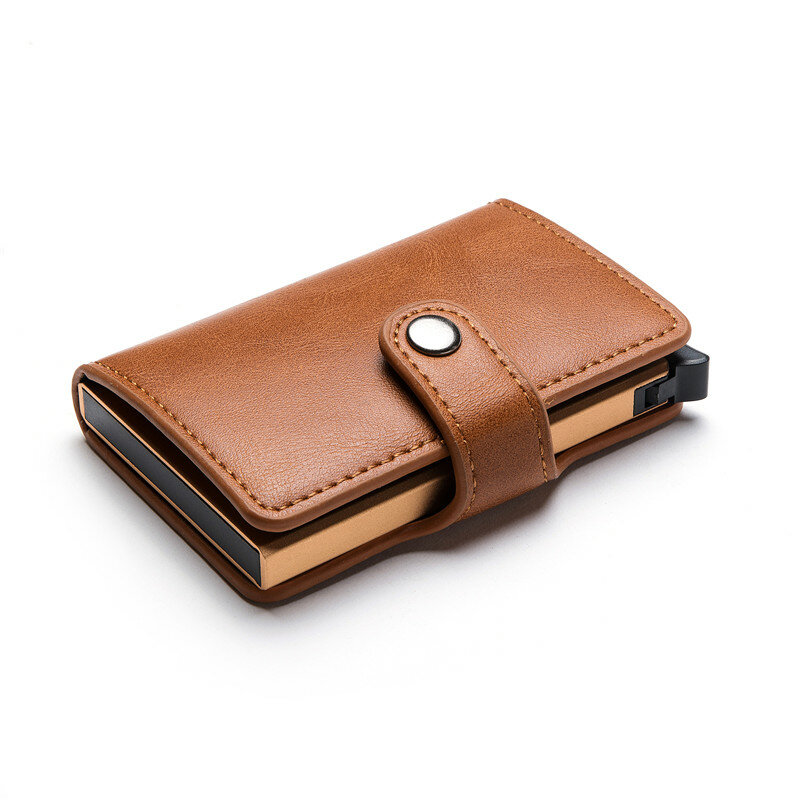ZOVYVOL – portefeuille à gravure personnalisée pour hommes, porte-cartes de crédit, protection à loquet, portefeuille intelligent en cuir, étui pour cartes RFID, boîte en aluminium, porte-cartes
