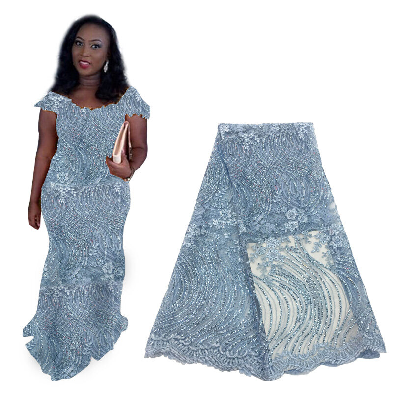 Latest African Beaded Lace Fabric 2019 French Swiss Tulle Voile Lace for Wedding Party Nigerian Lace Fabrics