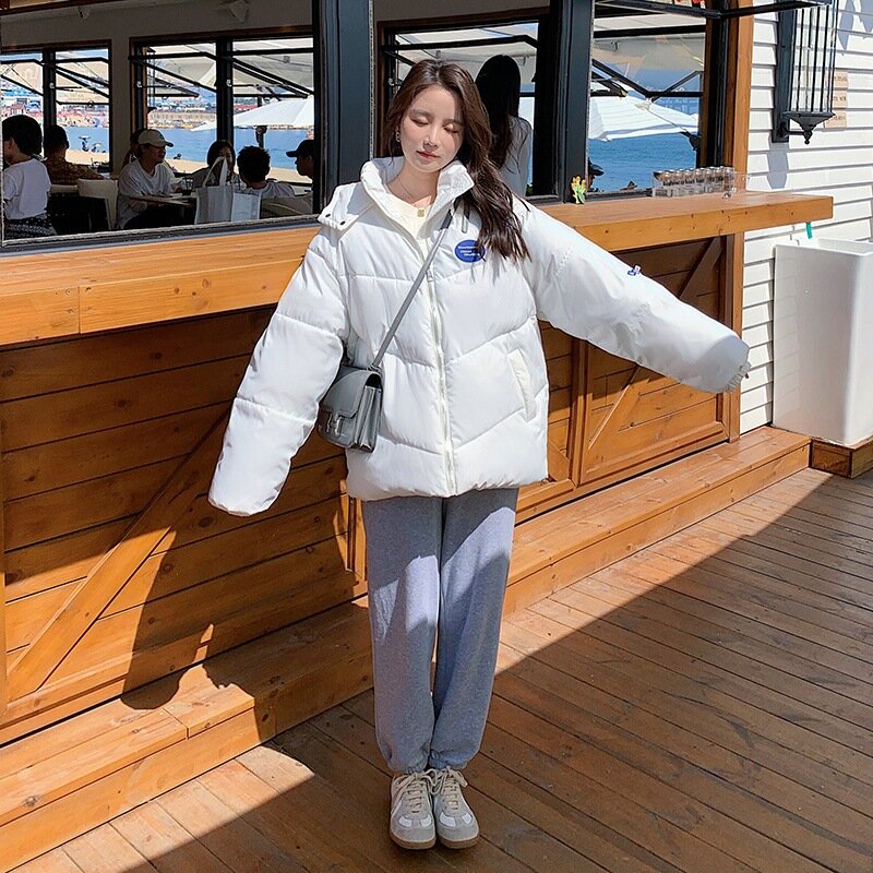 Piumino in cotone da donna giacca imbottita in cotone sciolto 2021 inverno nuovo colletto alla coreana cappotto corto in cotone per studenti