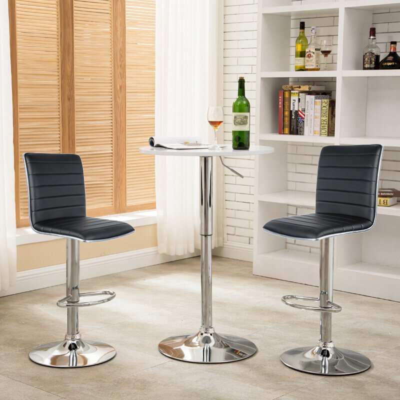 Cadeira giratória para bar e cozinha, 2 peças, cor preta, ajustável, moderna, feita em estilo europeu, para o café da manhã