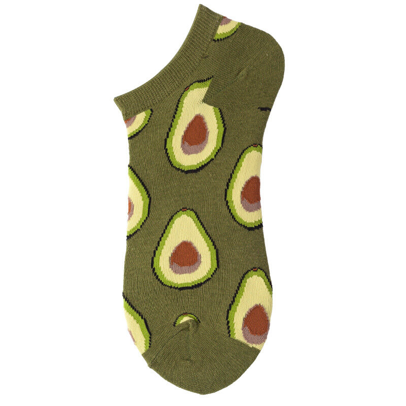 De moda de primavera calcetines de algodón de los hombres barco comida de aguacate calcetines de frutas interés divertido originalidad serie harajuku tobillo calcetín animal