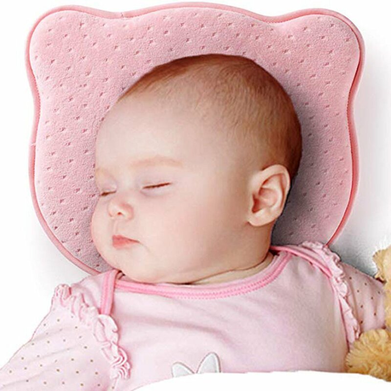 赤ちゃん用の人間工学に基づいた粘弾性フォーム枕,新生児用のフラットヘッドを防ぐための通気性のある形状,0〜12m
