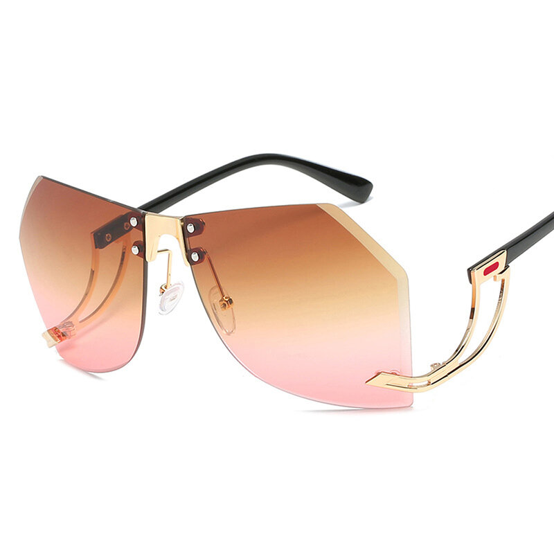 Очки солнцезащитные женские без оправы, модные уникальные винтажные солнечные очки в стиле стимпанк с многоугольными линзами, UV400