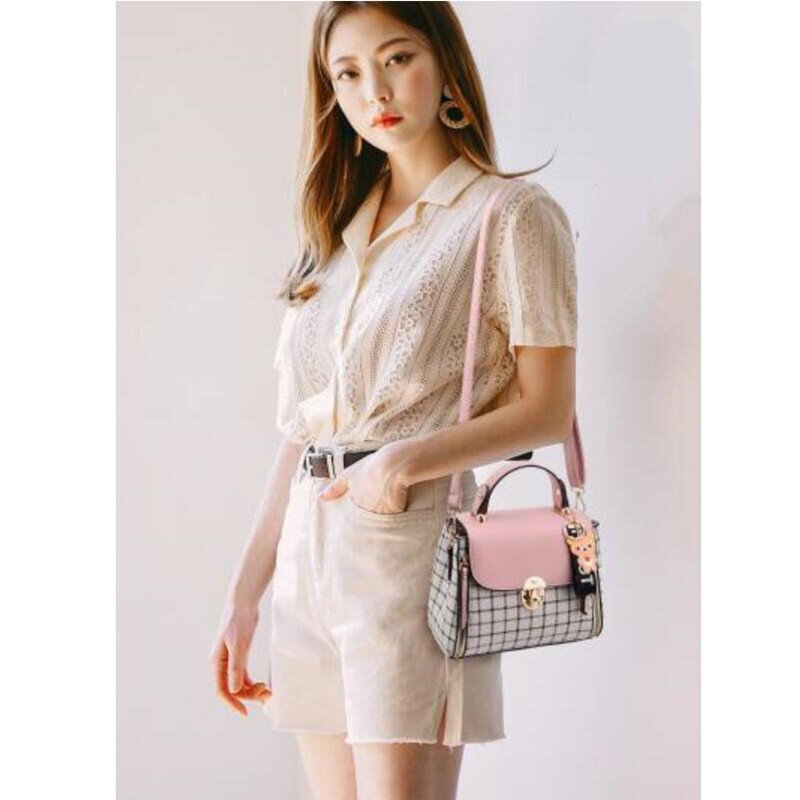 Новинка 2021, сумка ручной работы, корейская мода, женская сумка в клетку, сумка на плечо, Диагональная Сумка через плечо