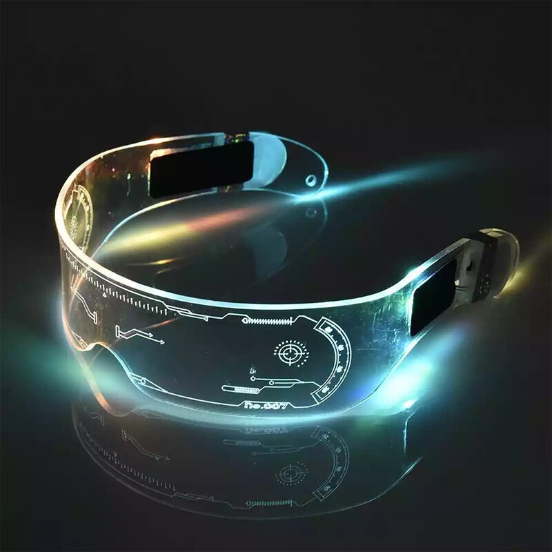 ใหม่LEDเรืองแสงตาSci-Fiบาร์การส่องสว่างแว่นตาแฟชั่นแว่นตาVisorสำหรับเทศกาลฮาโลวีนPerformance