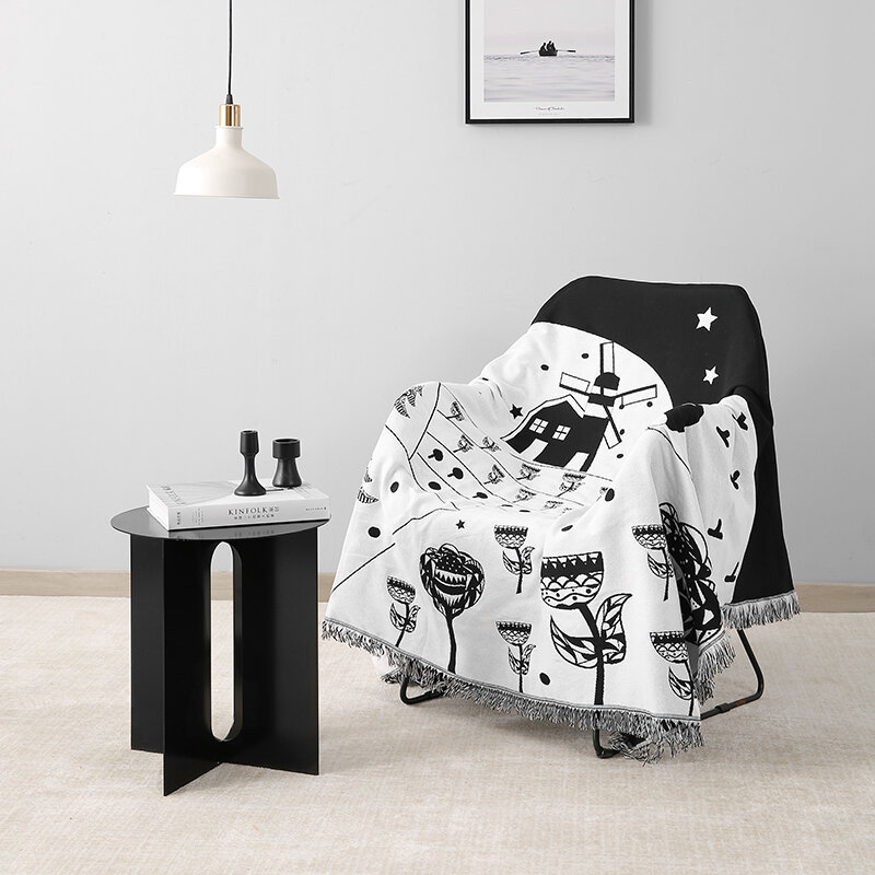 Fundas de sofá de color blanco y negro nórdico para sala de estar, mantas geométricas, Protector de sofá, decoración, antideslizantes, 2021
