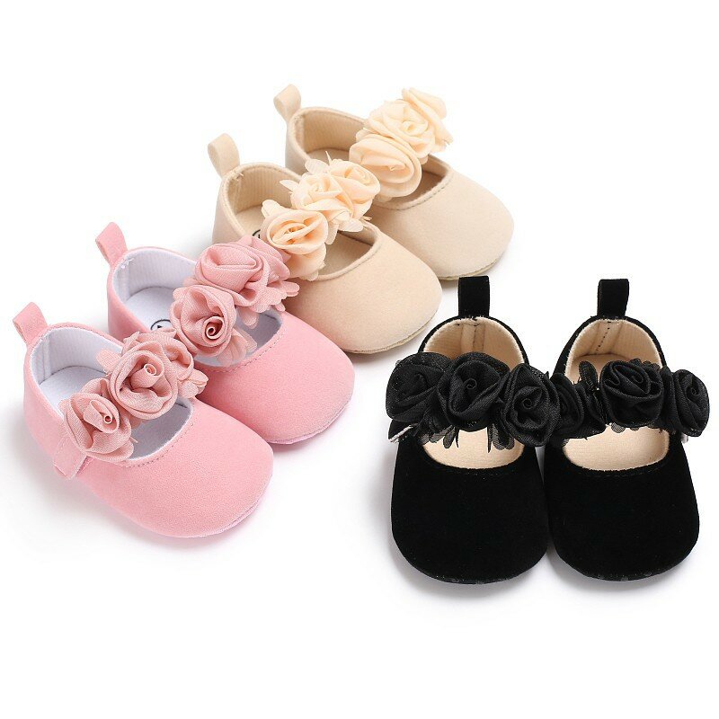 Lovely Glitter Floral Baby Shoes Princess Newborn Toddler Pram Soft Sole Prewalker Anti-slip Baby Shoes 0-18M