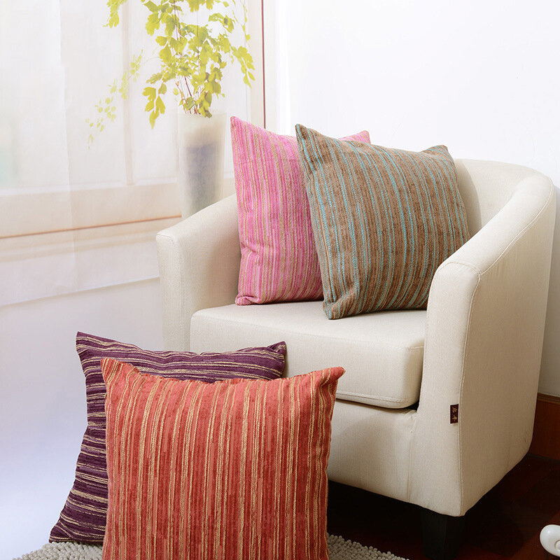 4 kolor 45*45 obicia na poduszki do salonu Home Decor Stripe poduszka pokrywa Sofa dekoracyjna poduszki Chenille żakardowe poszewki