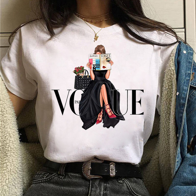 Femmes T-shirt Harajuku Mode Été À Manches Courtes Vogue Hauts Femme T-shirt Filles O-cou T-shirt Dames T-Shirts Vêtements