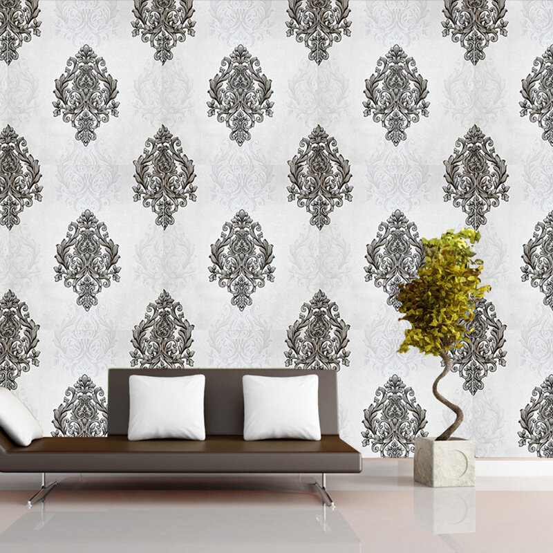 9.5m simples de luxo estilo europeu papel parede decoração da casa engrossar damasco 3d rolos para o quarto sala estar roo
