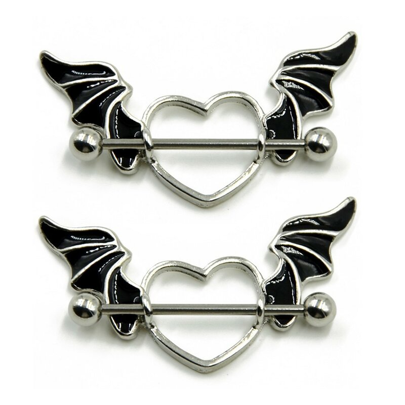 1 Pair Bat Wings Nipples Rings Stainless Steel Women Sexy BDSM Body Punctured Erotic Accessories Adults Decoration Nipples Rings