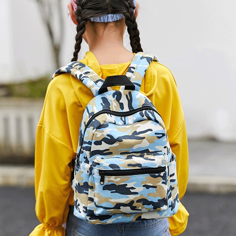 Zaini impermeabili Per Bambini Camouflage Bookbag Sacchetto di Scuola per I Ragazzi Delle Ragazze Bianco Blu Primario Studenti Del Computer Tela Backbag
