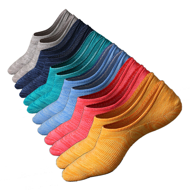 Летние Смешные хлопковые повседневные цветные короткие носки для мужчин и женщин, нескользящие носки без шоу, Тапочки