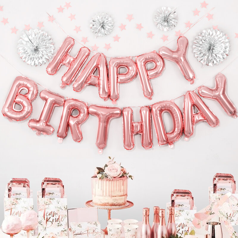 16 cal Globos dekoracje urodzinowe różowe złoto wszystkiego najlepszego z okazji urodzin balony foliowe zestaw Party artykuły dla dzieci
