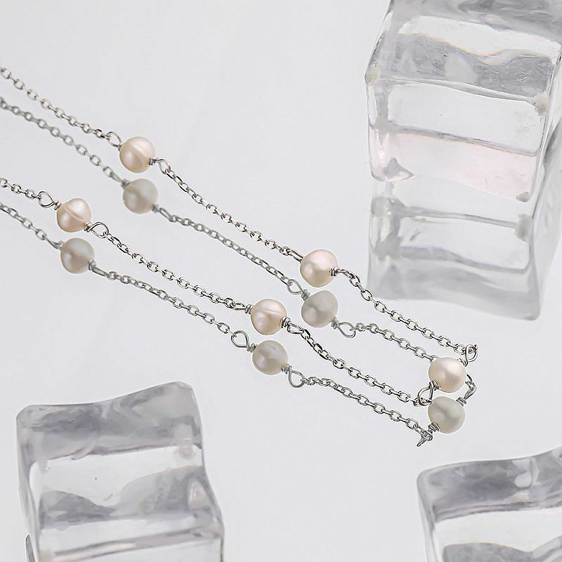 Collana di perle barocche da donna in argento Sterling 925 con catena a clavicola in argento Sterling 2021