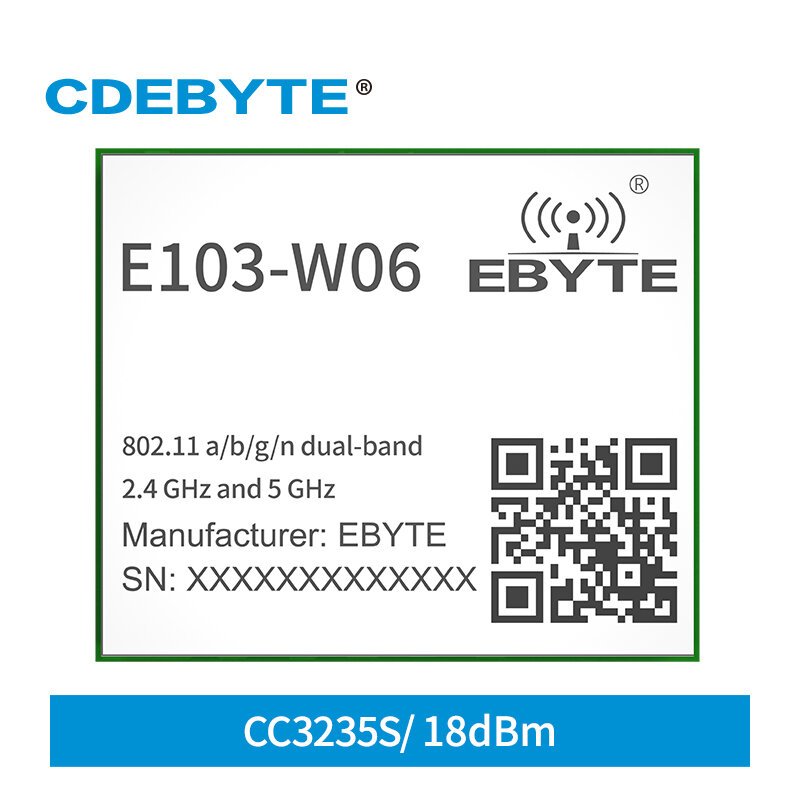 Módulo duplo 18dbm de wifi da frequência de cc3235s 2.4/5g compatível com cc3235mods cc3235modsf ieee802.11 a/b/g/n E103-W06 módulo wifi