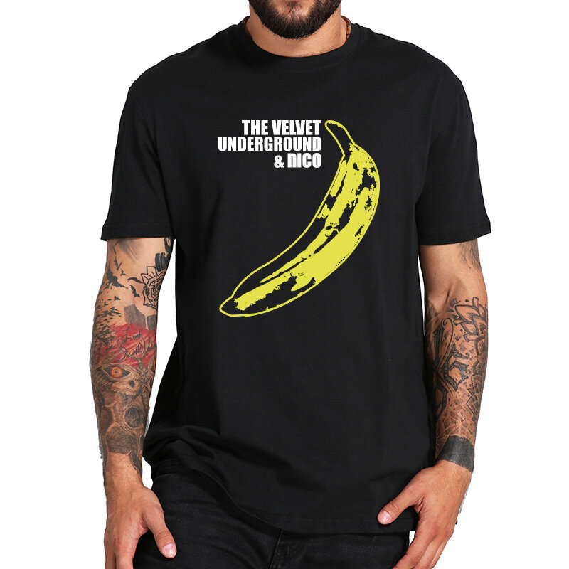 Eu Size T-shirt De Velvet Underground & Nico Warhol Banaan Tshirts O-hals Casual Ademend Fitness Tops Tee