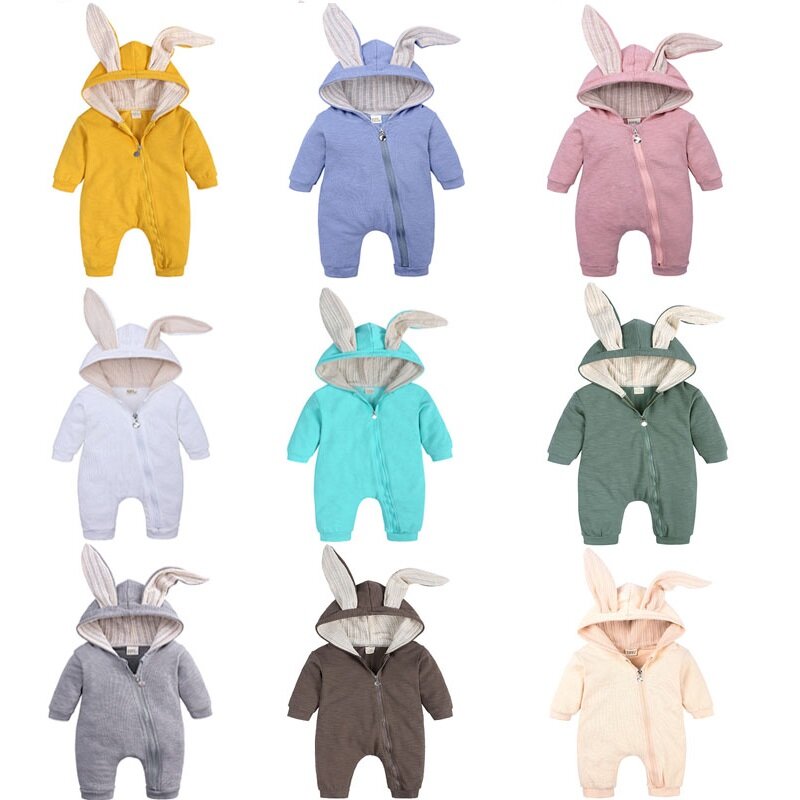 0-2T Cartoon Cute Girls Rompers Clothes Ropa Bebe Spring Bunny Ear Baby Outfit Newborn Boy Jumpsuit Pajamas Baby Clothing Sets