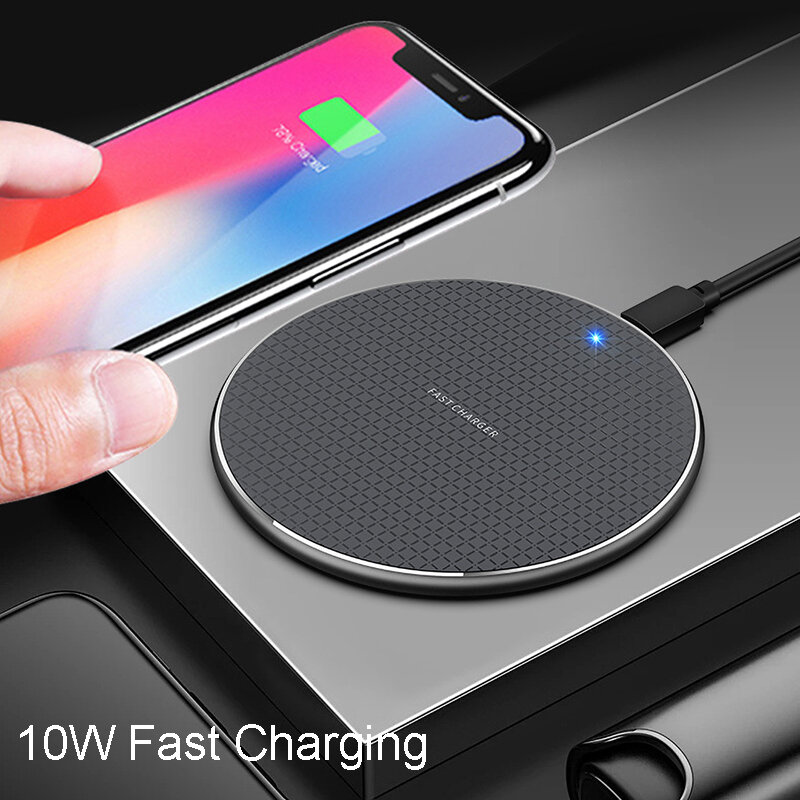 Chargeur sans fil Qi 10 W, charge rapide, coussinet de chargement sans fil pour Samsung S8 S9 10 iPhone 11 Pro X XS Max XR 8 Plus